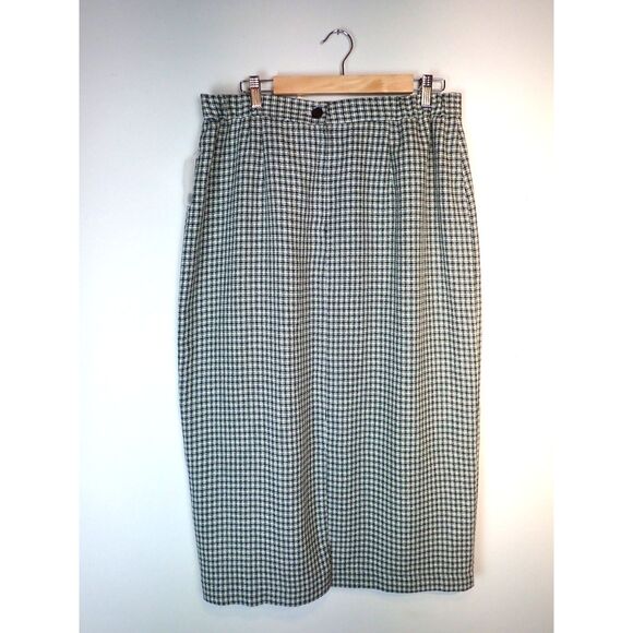Worthington NWT JC Penny's Skirt Long Size 14 Tall Green Checkerboard Academia - Picture 1 of 13